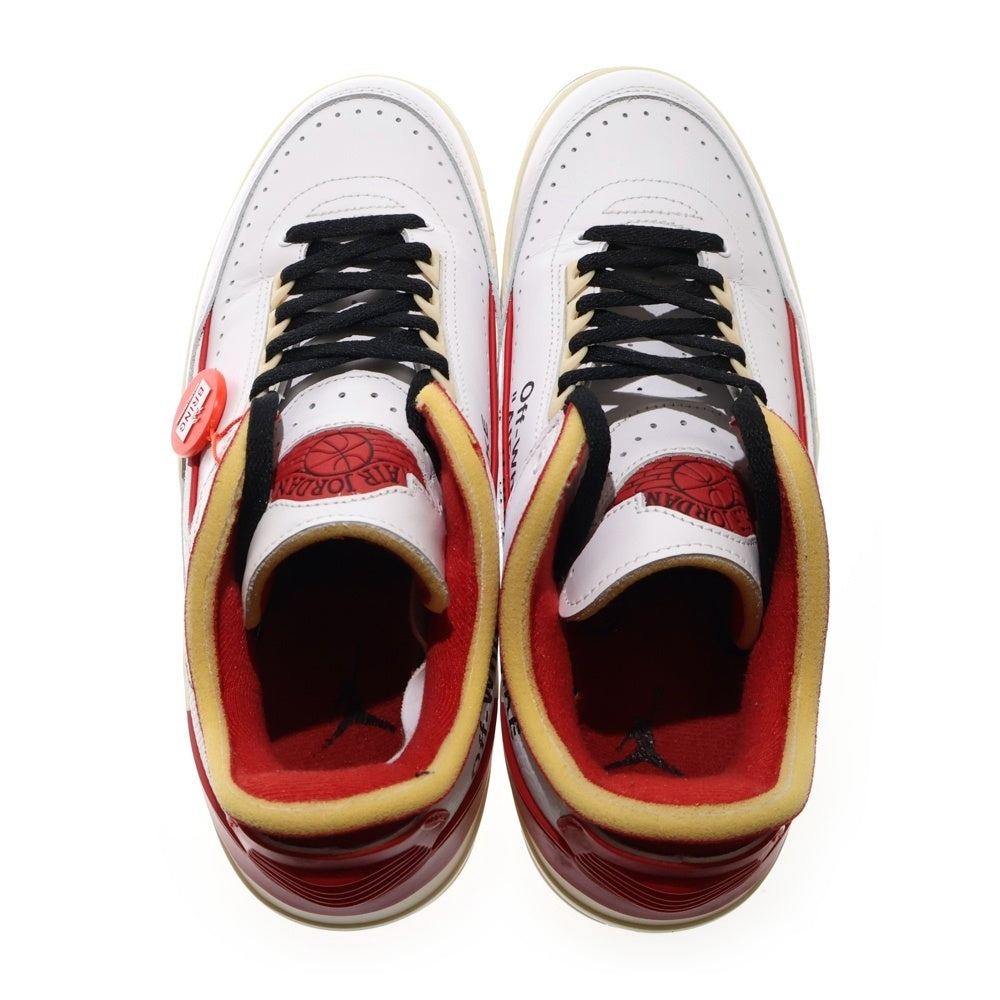NIKE(ナイキ) ×OFF-WHITE AIR JORDAN 2 RETRO LOW SP オフホワイト エアジョーダン2 レトロ ローカットスニーカー ホワイト/レッド US9.5/27.5cm DJ4375-106