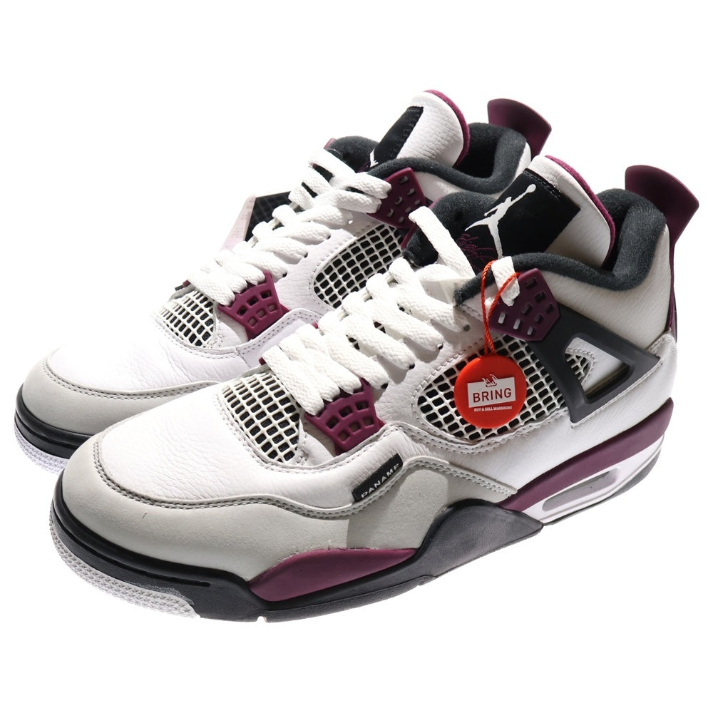 NIKE(ナイキ) ×Paris Saint Germain AIR JORDAN 4 RETRO パリサンジェルマン エアジョーダン レトロ ローカットスニーカー ホワイト/パープル US9.5/27.5cm CZ5624-100
