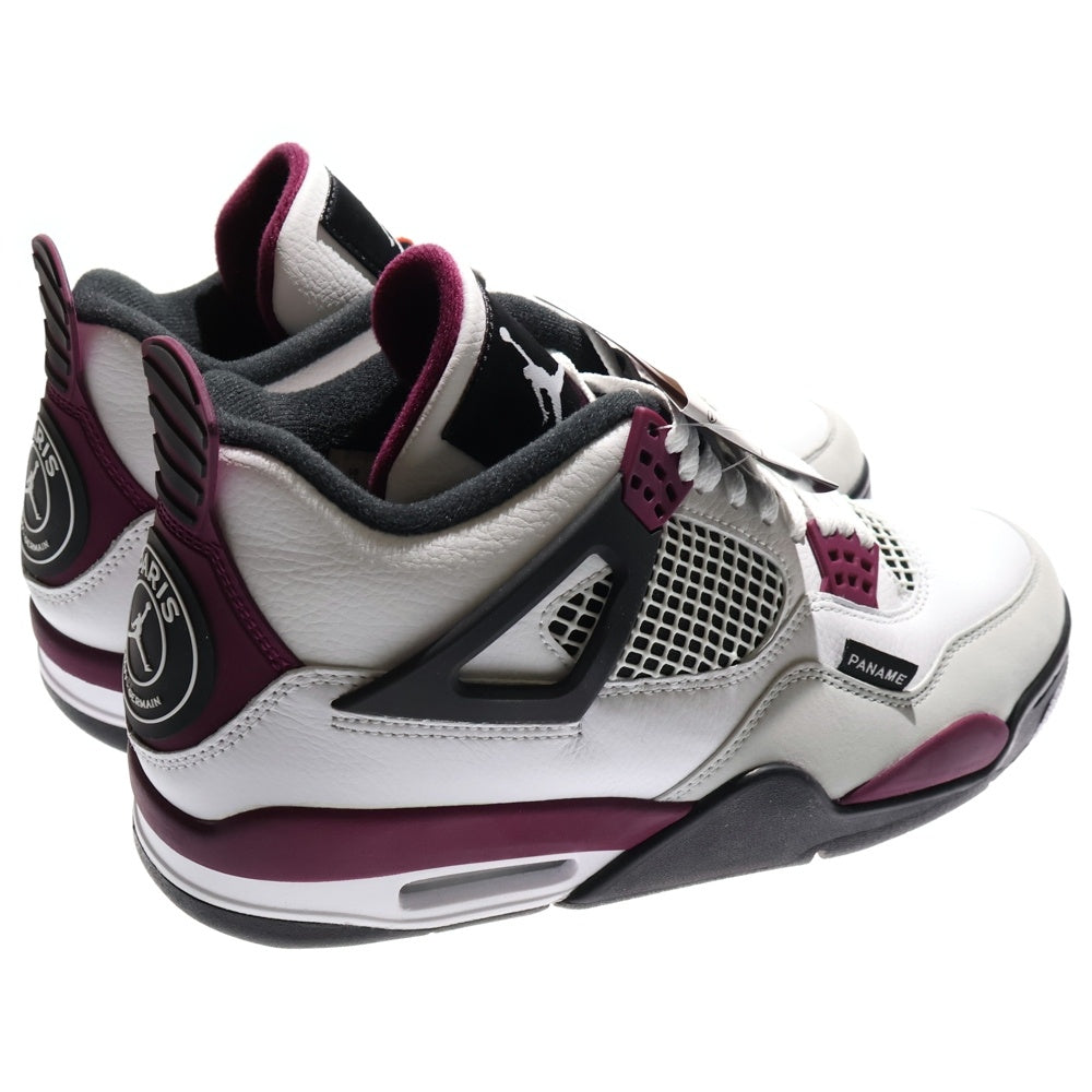 NIKE(ナイキ) ×Paris Saint Germain AIR JORDAN 4 RETRO パリサンジェルマン エアジョーダン レトロ ローカットスニーカー ホワイト/パープル US9.5/27.5cm CZ5624-100