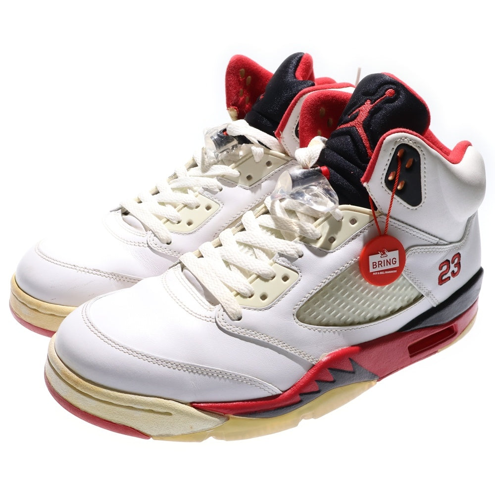 NIKE(ナイキ) 【観賞用 2013年製】 AIR JORDAN 5 RETRO OG FIRE RED エアジョーダン レトロ ファイアレッド ハイカットスニーカー ホワイト/レッド US9.5/27.5cm 136027-120