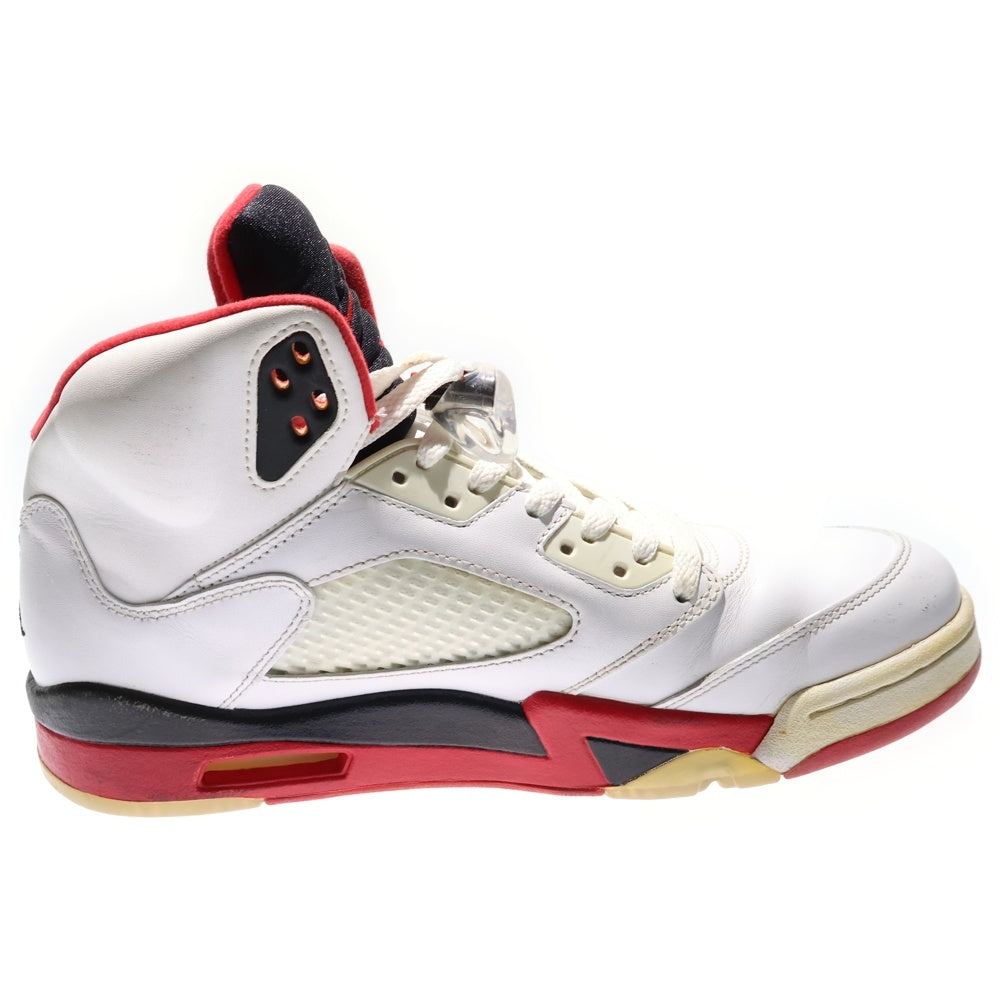 NIKE(ナイキ) 【観賞用 2013年製】 AIR JORDAN 5 RETRO OG FIRE RED エアジョーダン レトロ ファイアレッド ハイカットスニーカー ホワイト/レッド US9.5/27.5cm 136027-120