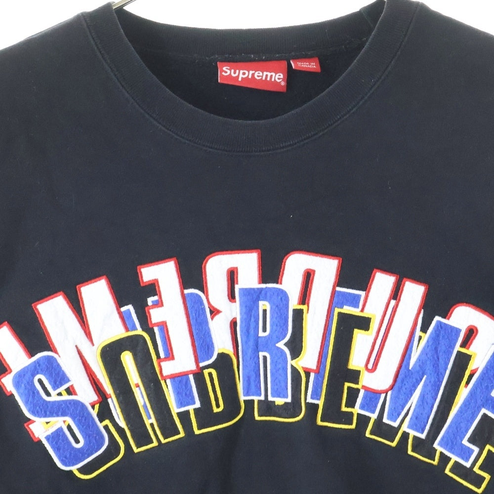 SUPREME(シュプリーム) 21SS Stacked Crewneck スタックド ロゴ クルーネック スウェット トレーナー ブラック