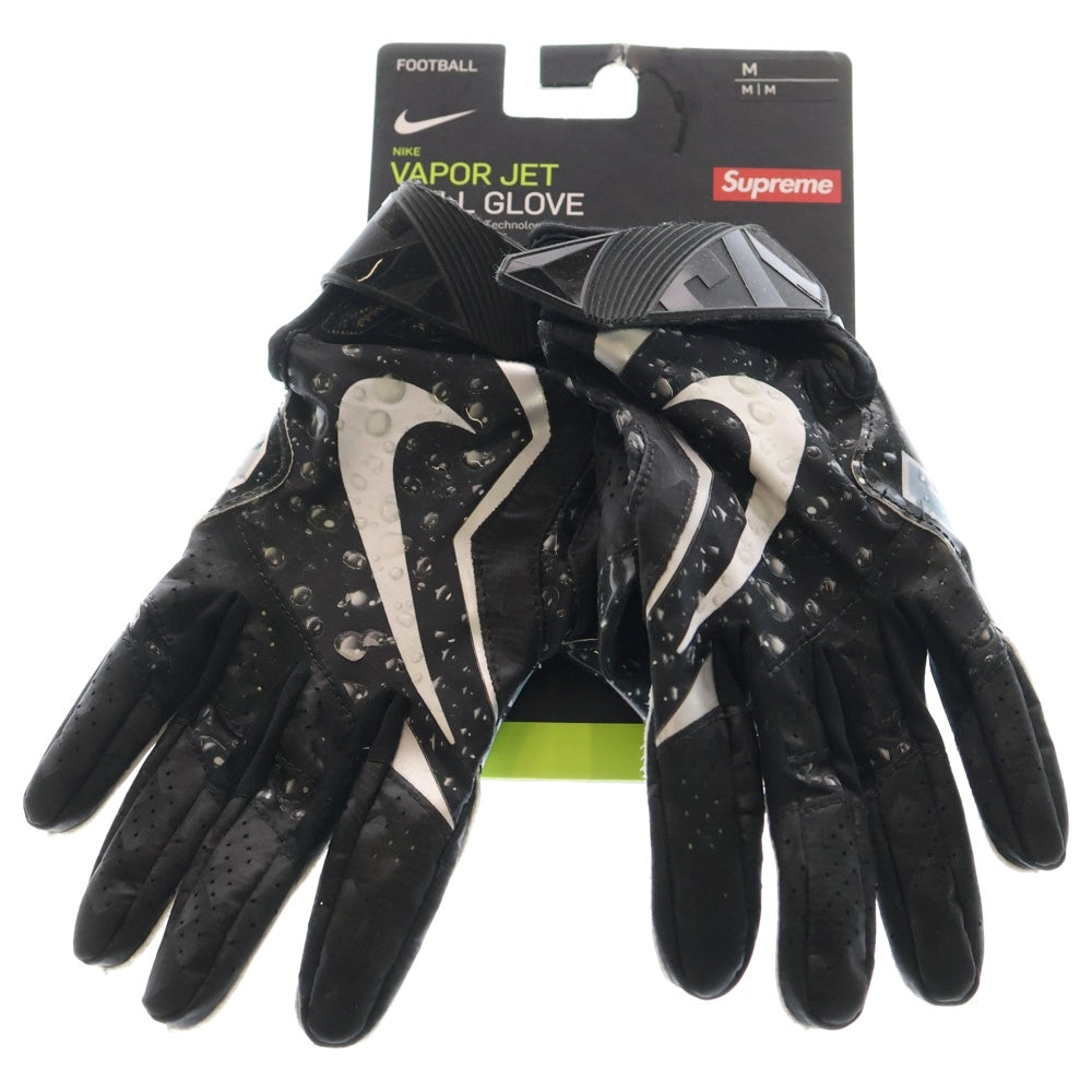 SUPREME(シュプリーム) 18AW ×NIKE Vapor Jet 4.0 Football Gloves ナイキ ヴァイパー ジェット ウォーターロゴ スキル グローブ 手袋 ブラック