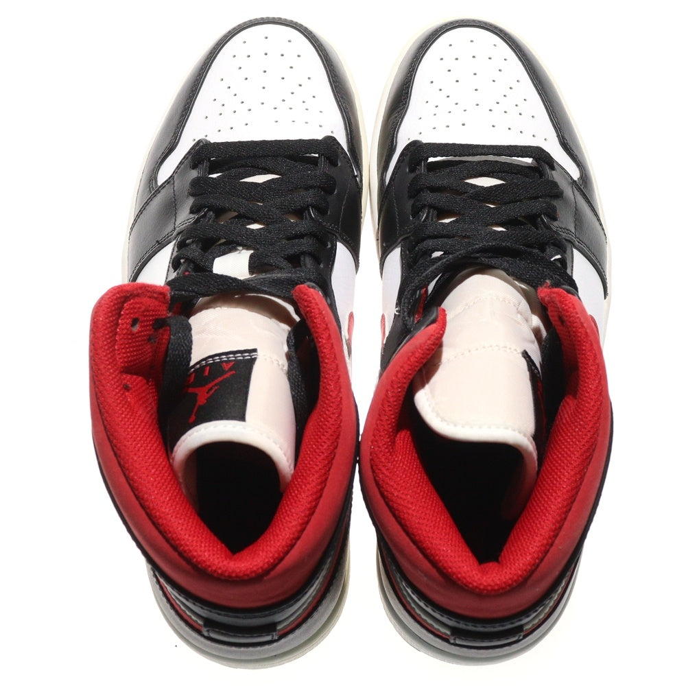 NIKE(ナイキ) AIR JORDAN 1 MID エアジョーダン1 ミッドカットスニーカー ホワイト/ブラック/レッド US10.5/28.5cm 554724-122