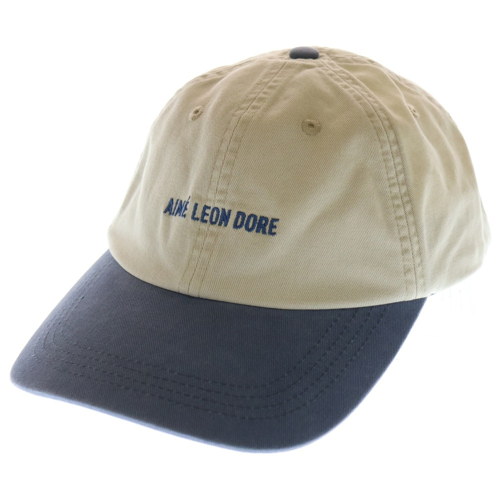 NO BRAND(ノーブランド) AIME LEON DORE Washed Cotton Cap エメ レオン ドレ ウォッシュ加工 フロントロゴ刺繍 6パネル コットン ベースボールキャップ 帽子 アイボリー/ブルー