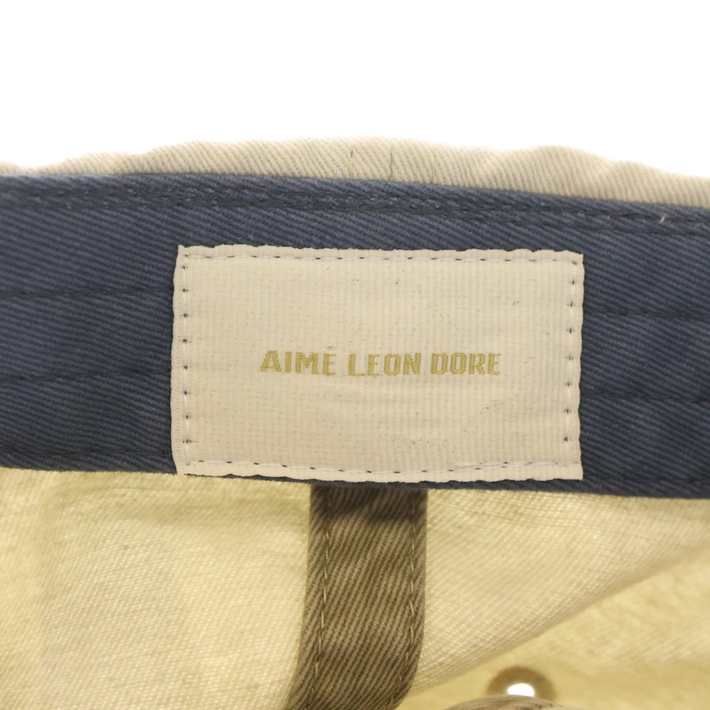 NO BRAND(ノーブランド) AIME LEON DORE Washed Cotton Cap エメ レオン ドレ ウォッシュ加工 フロントロゴ刺繍 6パネル コットン ベースボールキャップ 帽子 アイボリー/ブルー