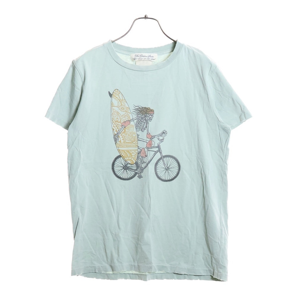 REMI RELIEF(レミレリーフ) ダメージ加工 フロントスカルプリント クルーネック半袖Tシャツ カットソー ライトブルー