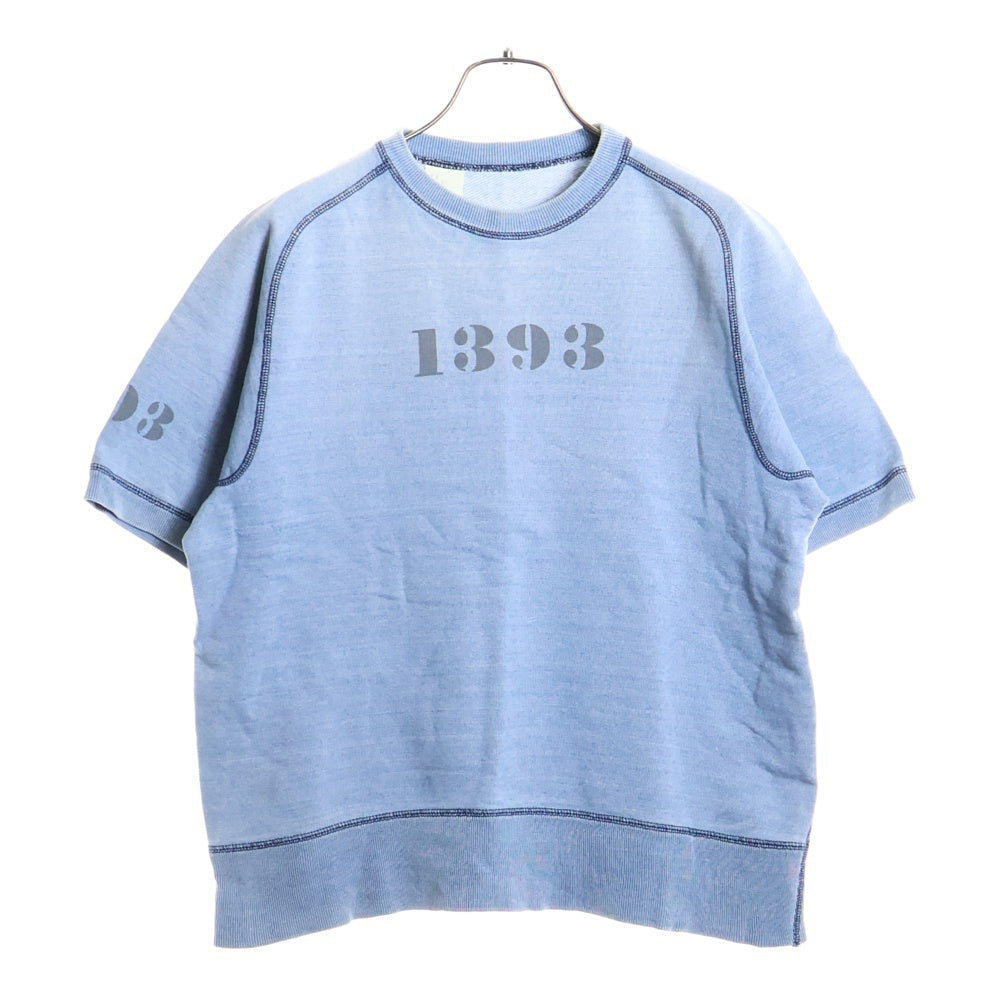 N.HOOLYWOOD(エヌハリウッド) ウォッシュ加工 フロントプリント クルーネック 半袖スウェットトレーナー ブルー 111-CS11