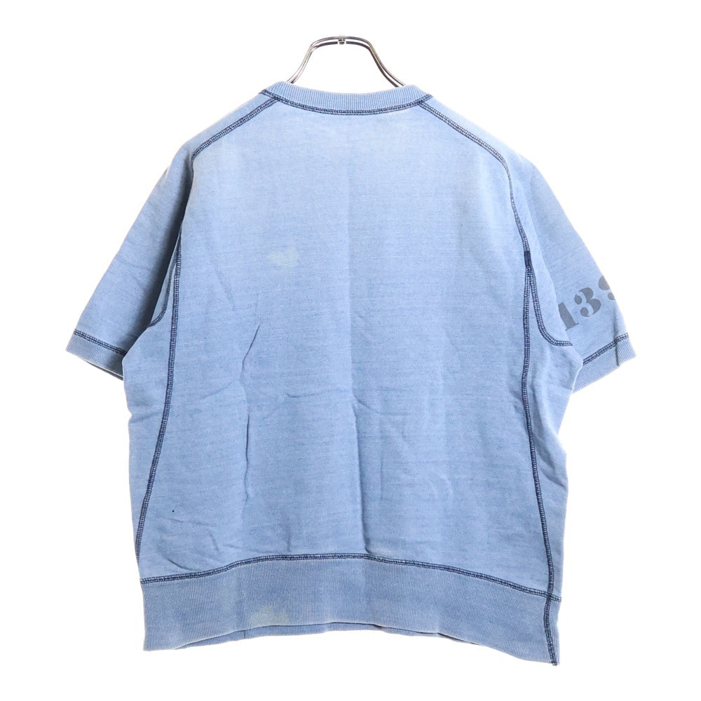 N.HOOLYWOOD(エヌハリウッド) ウォッシュ加工 フロントプリント クルーネック 半袖スウェットトレーナー ブルー 111-CS11