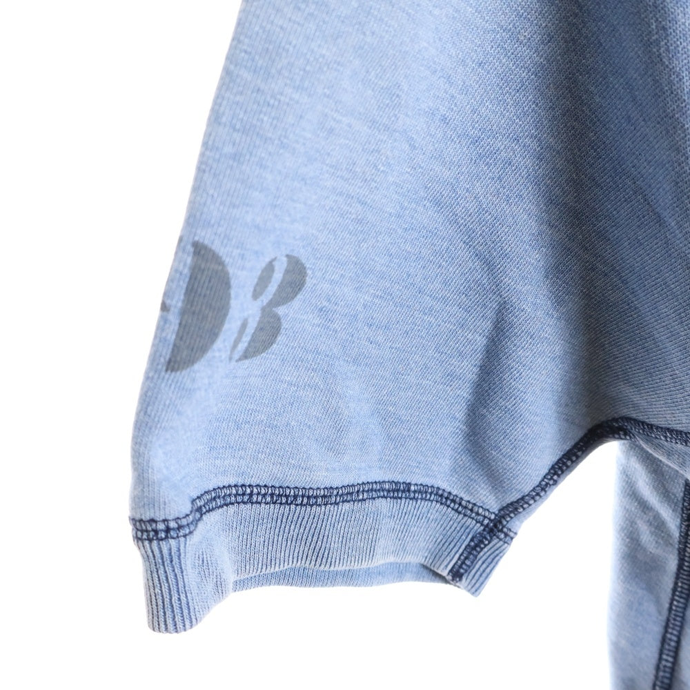 N.HOOLYWOOD(エヌハリウッド) ウォッシュ加工 フロントプリント クルーネック 半袖スウェットトレーナー ブルー 111-CS11