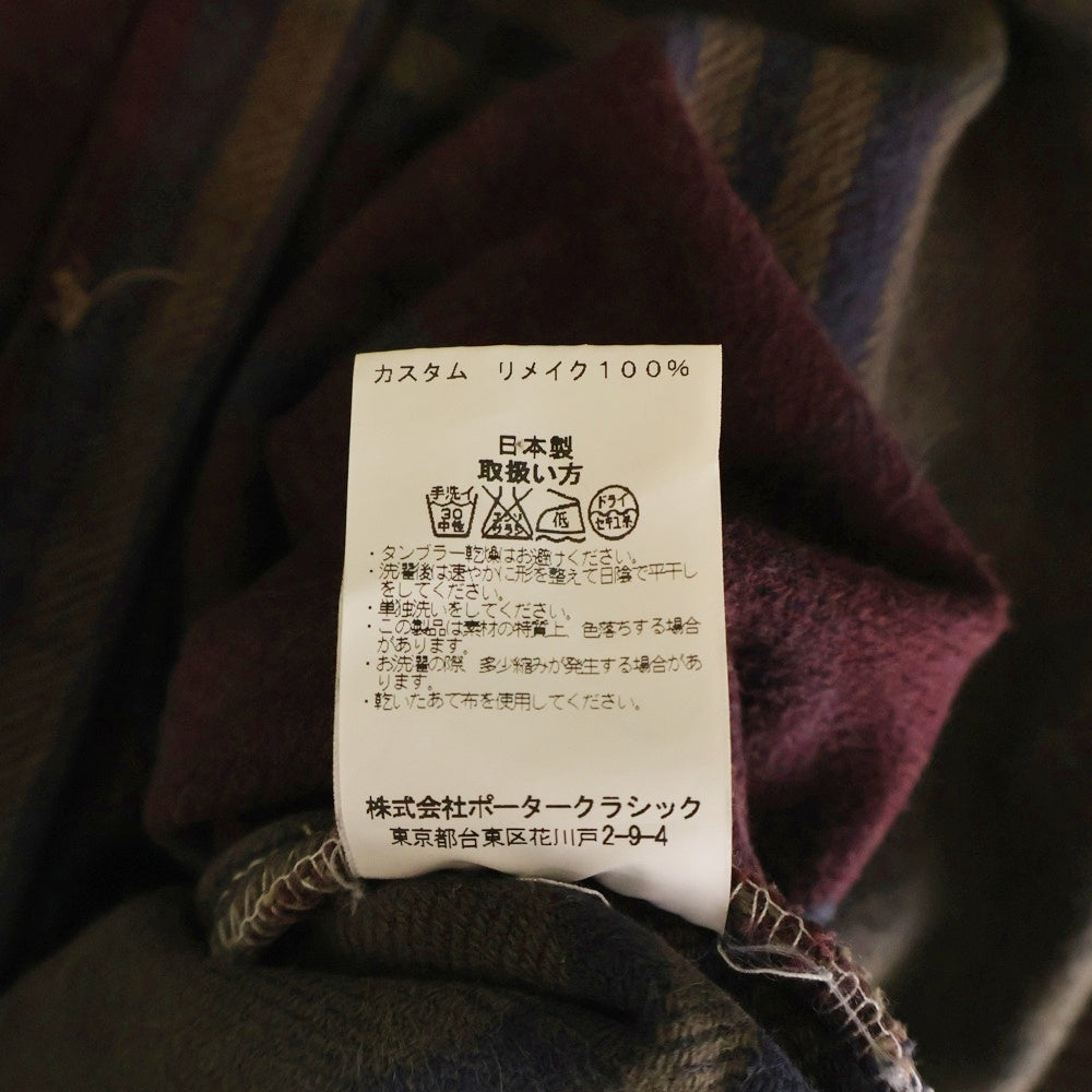 Porter Classic(ポータークラシック) リメイク パッチワーク フロントポケット ボタンダウン 半袖チェックシャツ マルチ