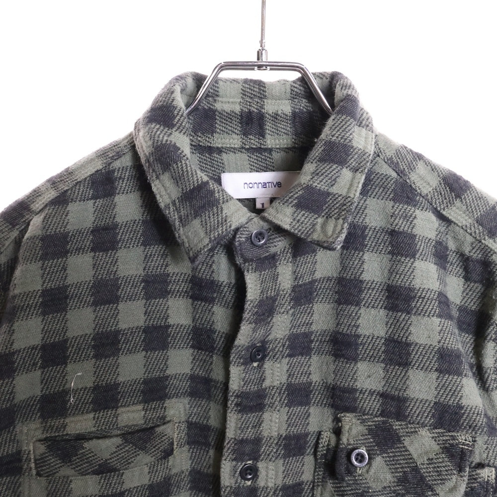 nonnative(ノンネイティブ) シェパードチェック 長袖 ネルシャツ グリーン NN-S1851