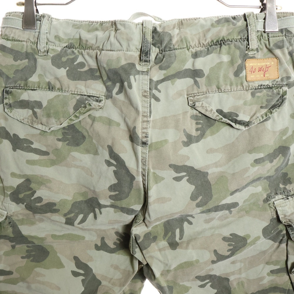 NO BRAND(ノーブランド) 40Weft CARGO DEPT NICK フォーティーウェフト 迷彩柄 カモフラ ハーフカーゴパンツ ショーツ カーキ 79231090