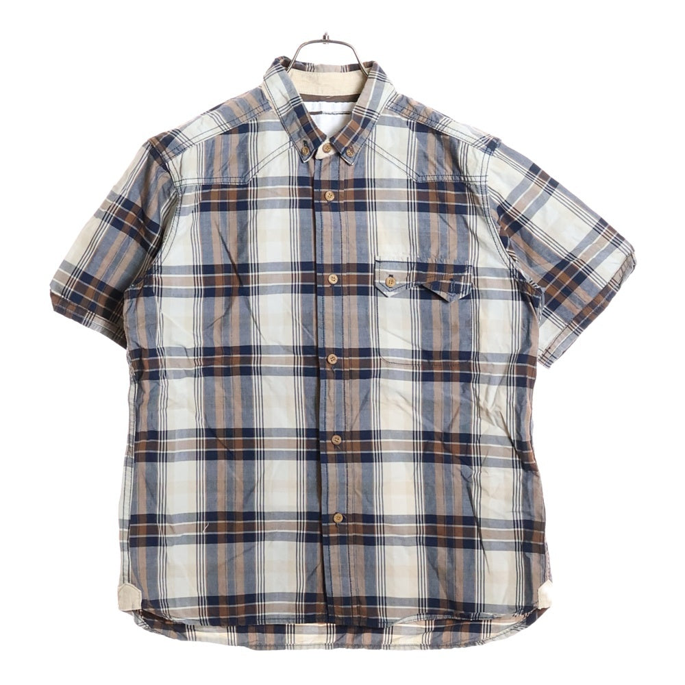 White Mountaineering(ホワイトマウンテニアリング) タータンチェック フロントポケット 半袖シャツ ホワイト/ブラウン DLMNJC35