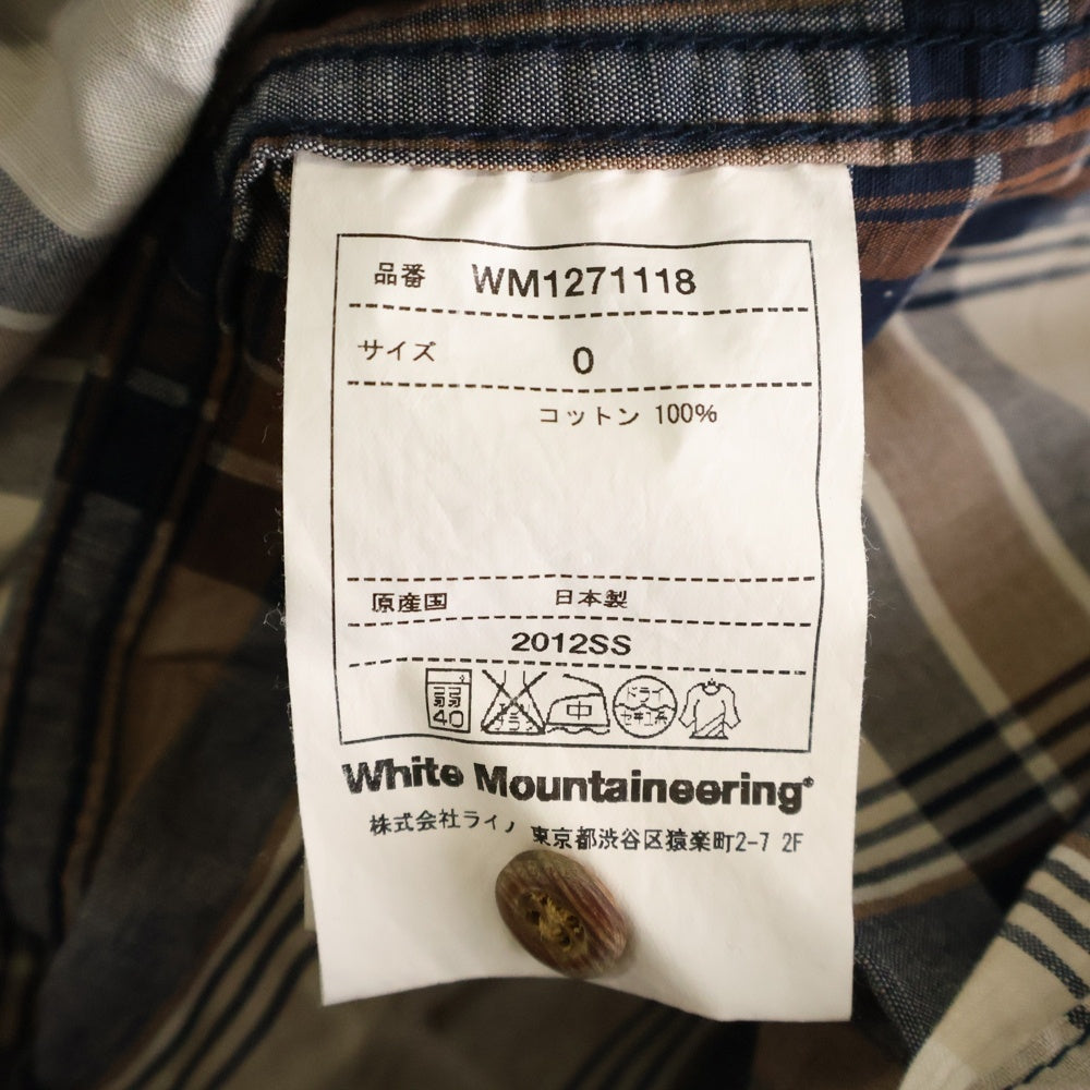 White Mountaineering(ホワイトマウンテニアリング) タータンチェック フロントポケット 半袖シャツ ホワイト/ブラウン DLMNJC35