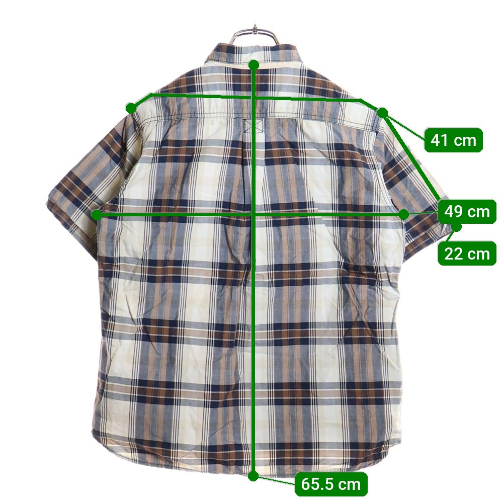 White Mountaineering(ホワイトマウンテニアリング) タータンチェック フロントポケット 半袖シャツ ホワイト/ブラウン DLMNJC35