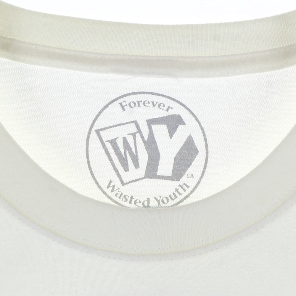 WASTED YOUTH(ウェイステッドユース) 22SS ×Budweiser バドワイザー クラウンロゴプリント クルーネック半袖Tシャツ カットソー ホワイト