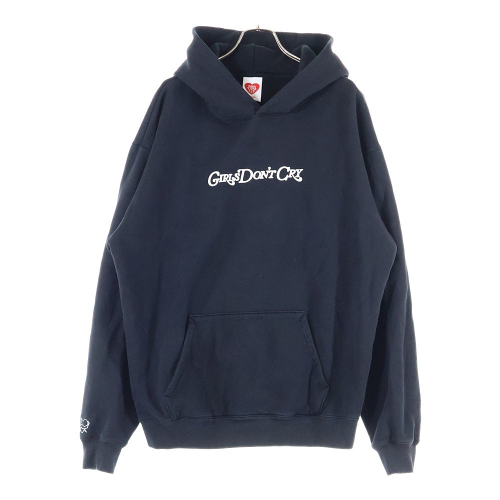 Girls Don't Cry(ガールズドントクライ) ANGEL HOODIE ロゴプリント エンジェル プルオーバーパーカー スウェットフーディ ブラック