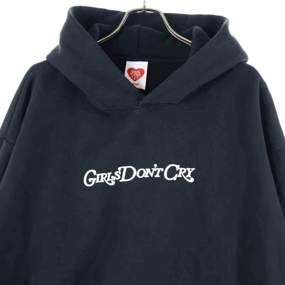 Girls Don't Cry(ガールズドントクライ) ANGEL HOODIE ロゴプリント エンジェル プルオーバーパーカー スウェットフーディ ブラック