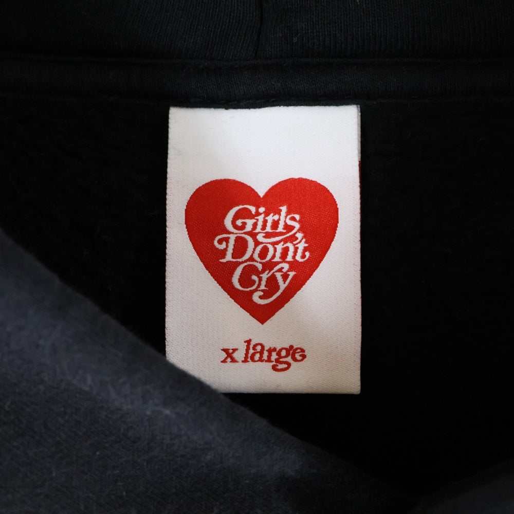 Girls Don't Cry(ガールズドントクライ) ANGEL HOODIE ロゴプリント エンジェル プルオーバーパーカー スウェットフーディ ブラック