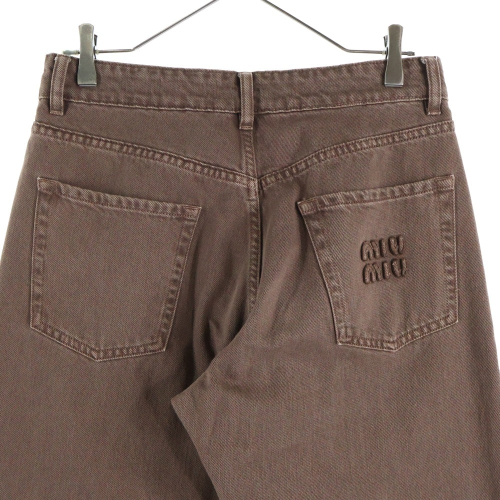 miumiu(ミュウミュウ) 25SS Five-Pocket Jeans 5ポケット ロゴ ストレートデニムパンツ ブラウン GWP541