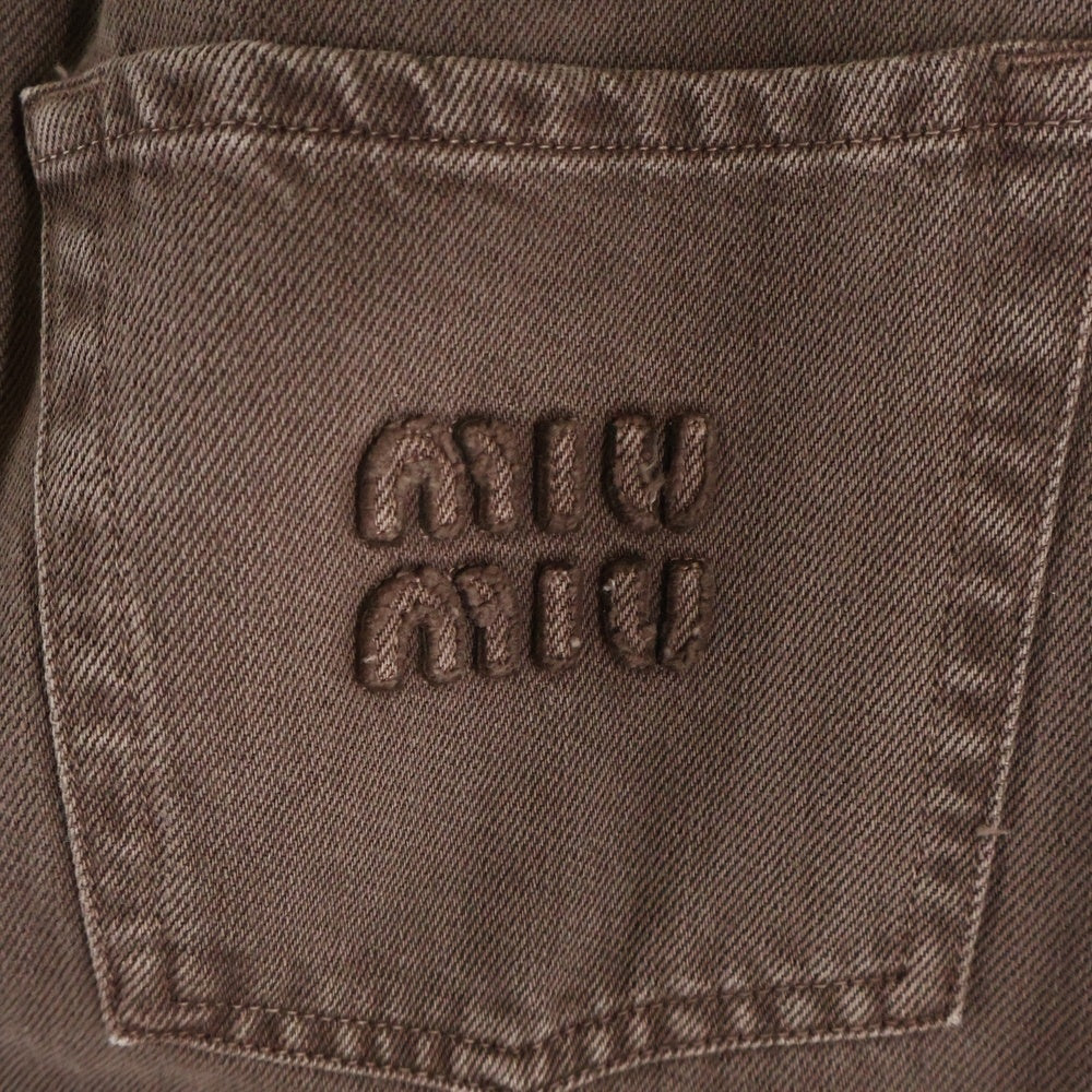 miumiu(ミュウミュウ) 25SS Five-Pocket Jeans 5ポケット ロゴ ストレートデニムパンツ ブラウン GWP541