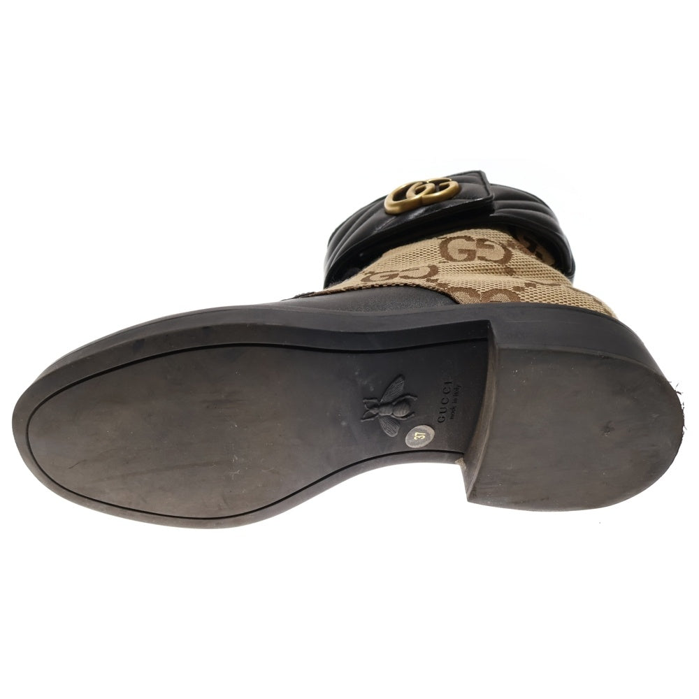 GUCCI(グッチ) ダブルG レザー キャンバス アンクルブーツ ブラック