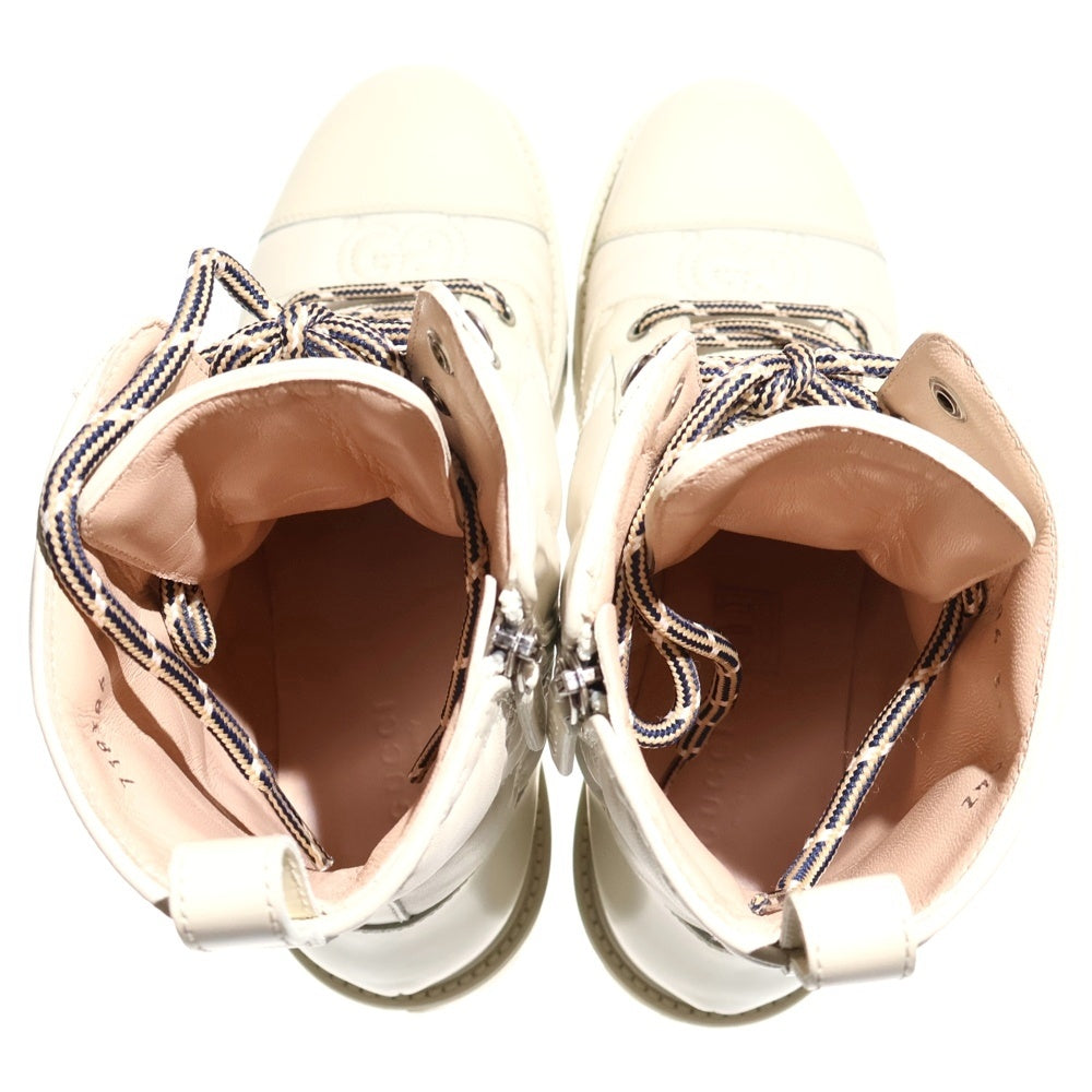 GUCCI(グッチ) Quilted Lace Up Boots GG サイドジップ レースアップ