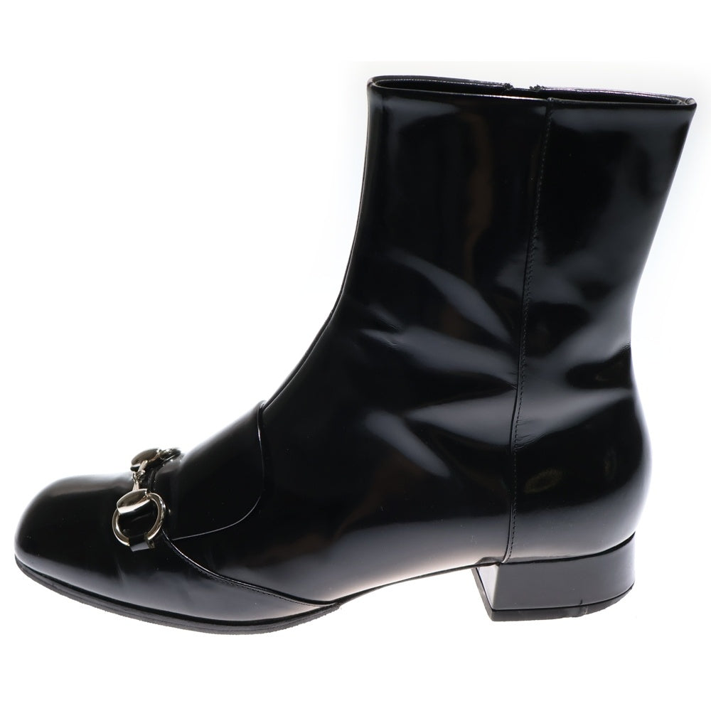 GUCCI(グッチ) ホースビット レザー サイドジップ ショートブーツ ブラック レディース 362951