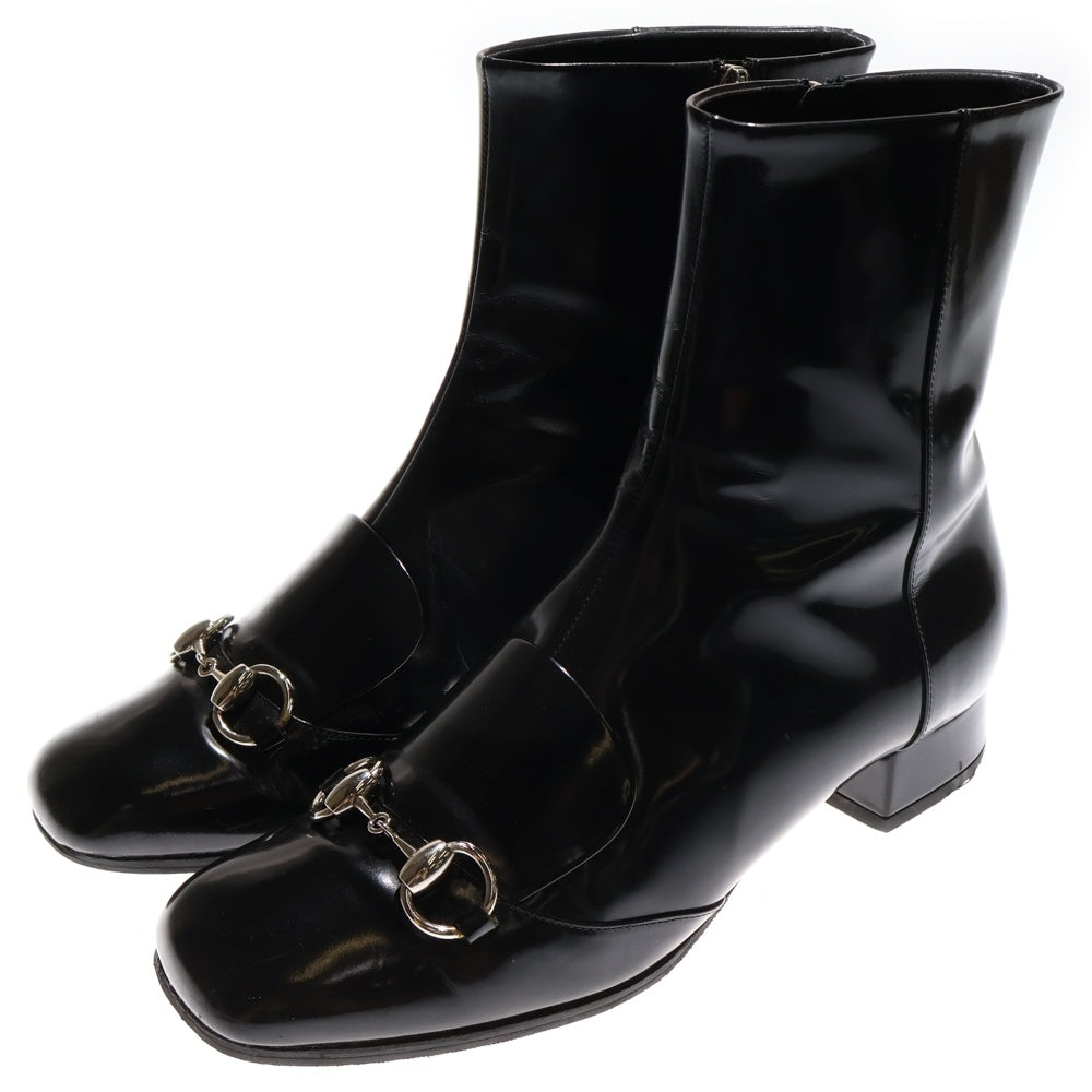 GUCCI(グッチ) ホースビット レザー サイドジップ ショートブーツ ブラック レディース 362951
