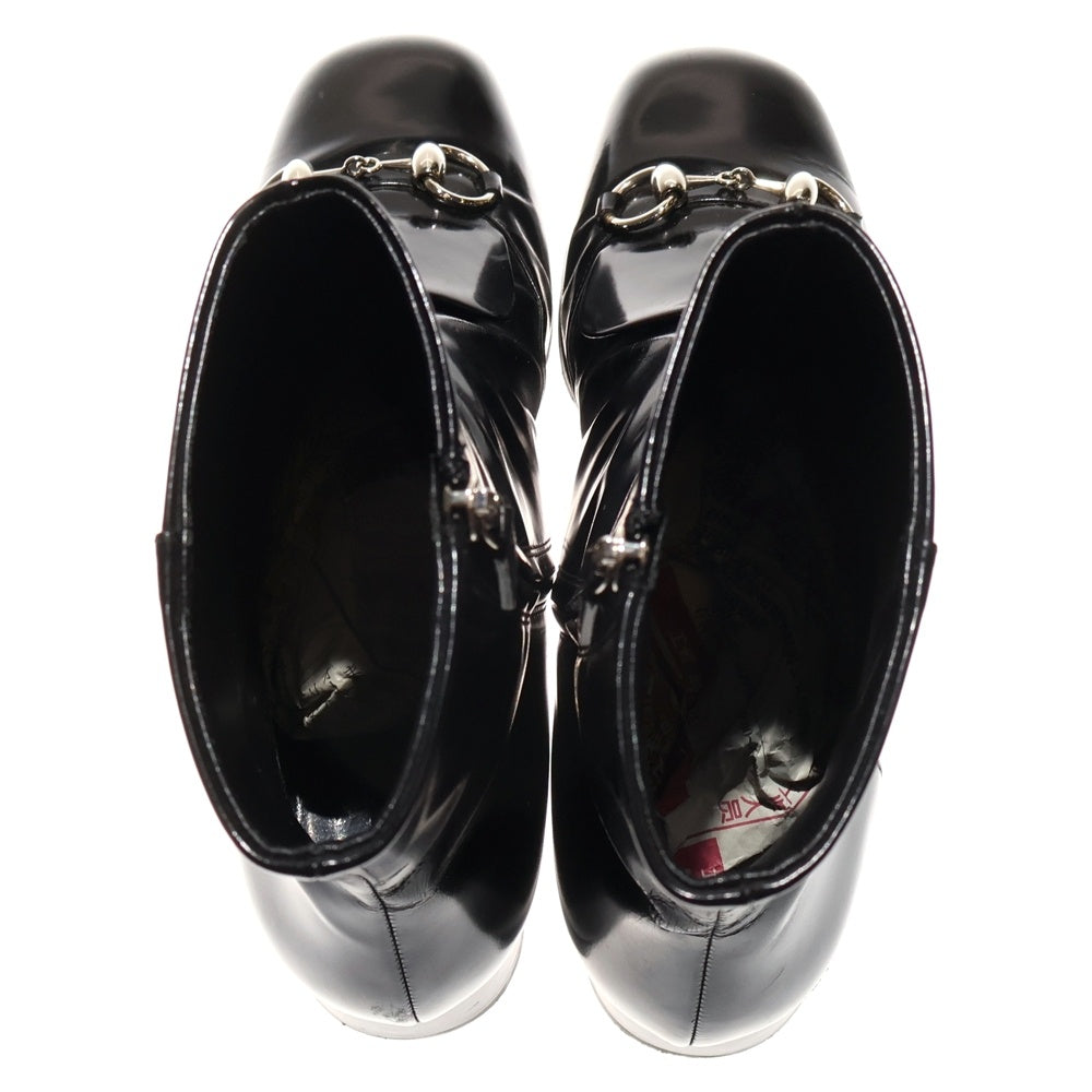 GUCCI(グッチ) ホースビット レザー サイドジップ ショートブーツ ブラック レディース 362951