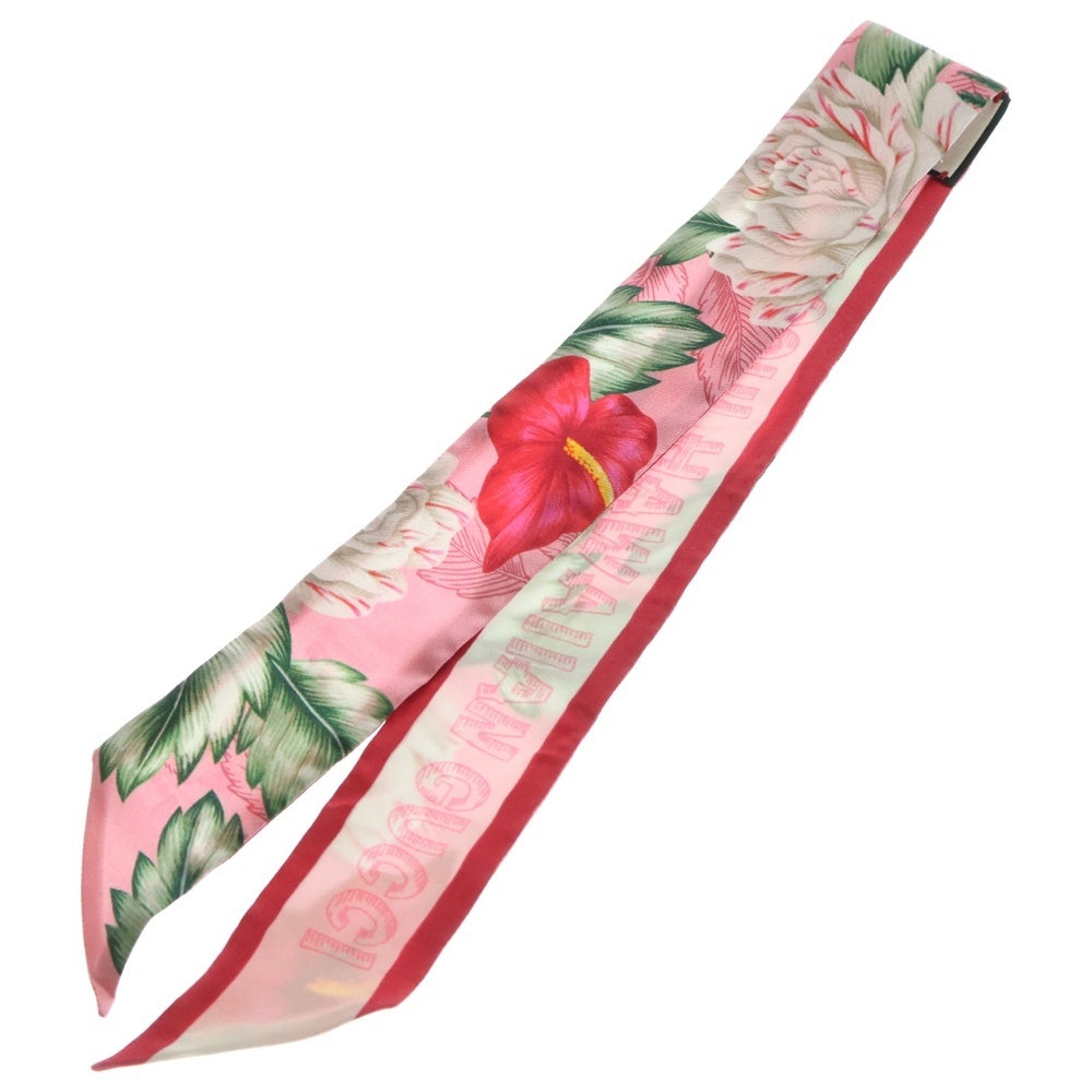 GUCCI(グッチ) フラワー 花柄 シルク ネックボウ スカーフ ピンク レディース 631432