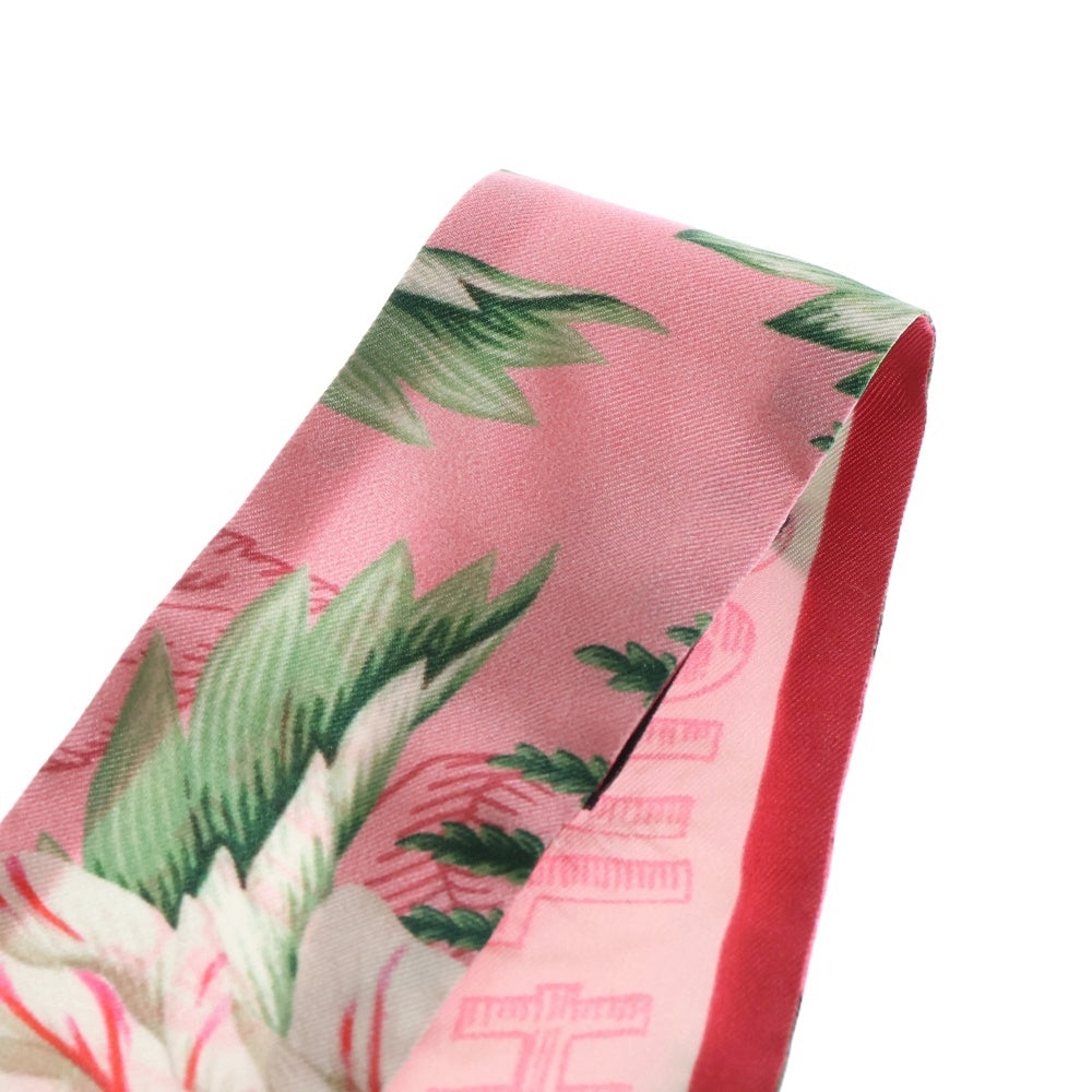 GUCCI(グッチ) フラワー 花柄 シルク ネックボウ スカーフ ピンク レディース 631432