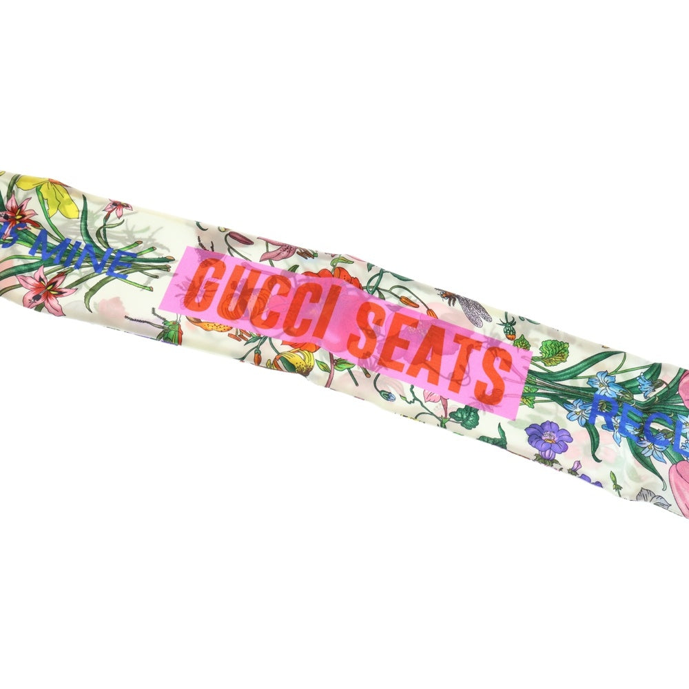 GUCCI(グッチ) 100周年記念 フラワー 花柄 シルクツイル ネックボウ スカーフ ホワイト レディース 678992
