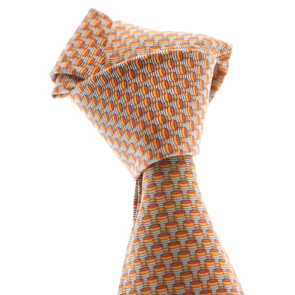 HERMES(エルメス) 総柄シルク ネクタイ レッド