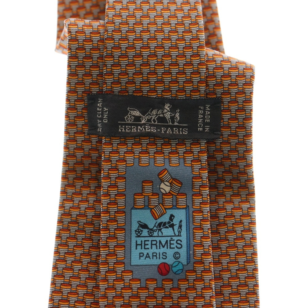 HERMES(エルメス) 総柄シルク ネクタイ レッド