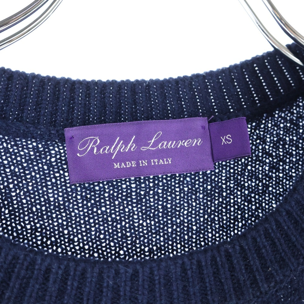 RALPH LAUREN PURPLE LABEL(ラルフローレン パープルレーベル) クルーネック ウール ニットセーター ネイビー