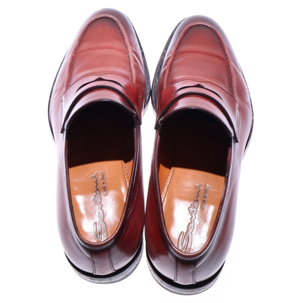 Santoni(サントーニ) カーフレザー コイン ペニーローファー ブラウン