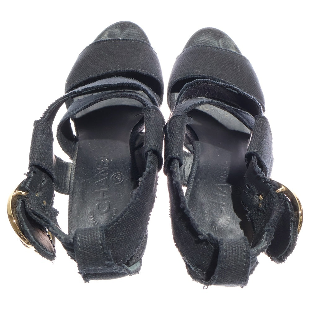 CHANEL(シャネル) ハートココマーク ウェッジソール キャンバス ヒール