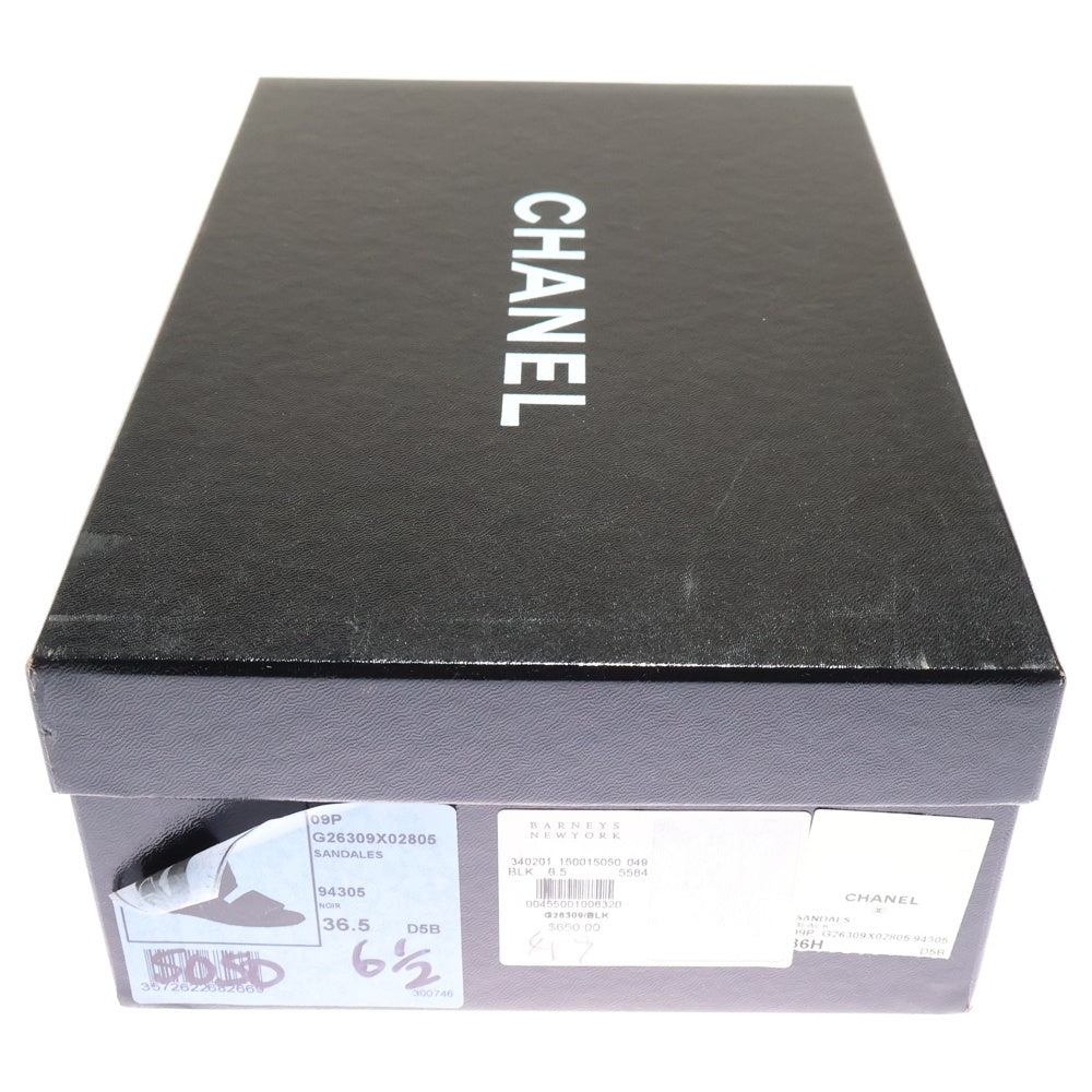 CHANEL(シャネル) ハートココマーク ウェッジソール キャンバス ヒール サンダル ブラック レディース G26309