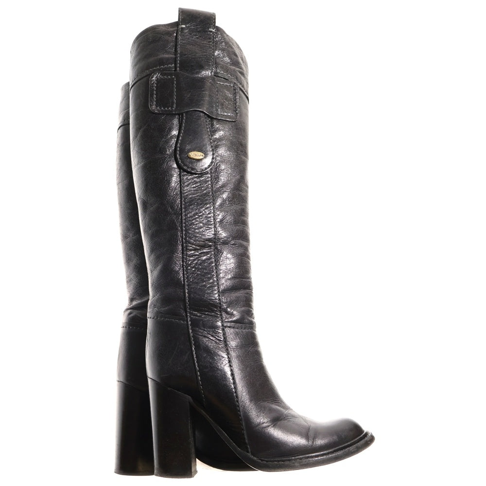 Chloe(クロエ) ヒール レザー ロングブーツ ブラック レディース
