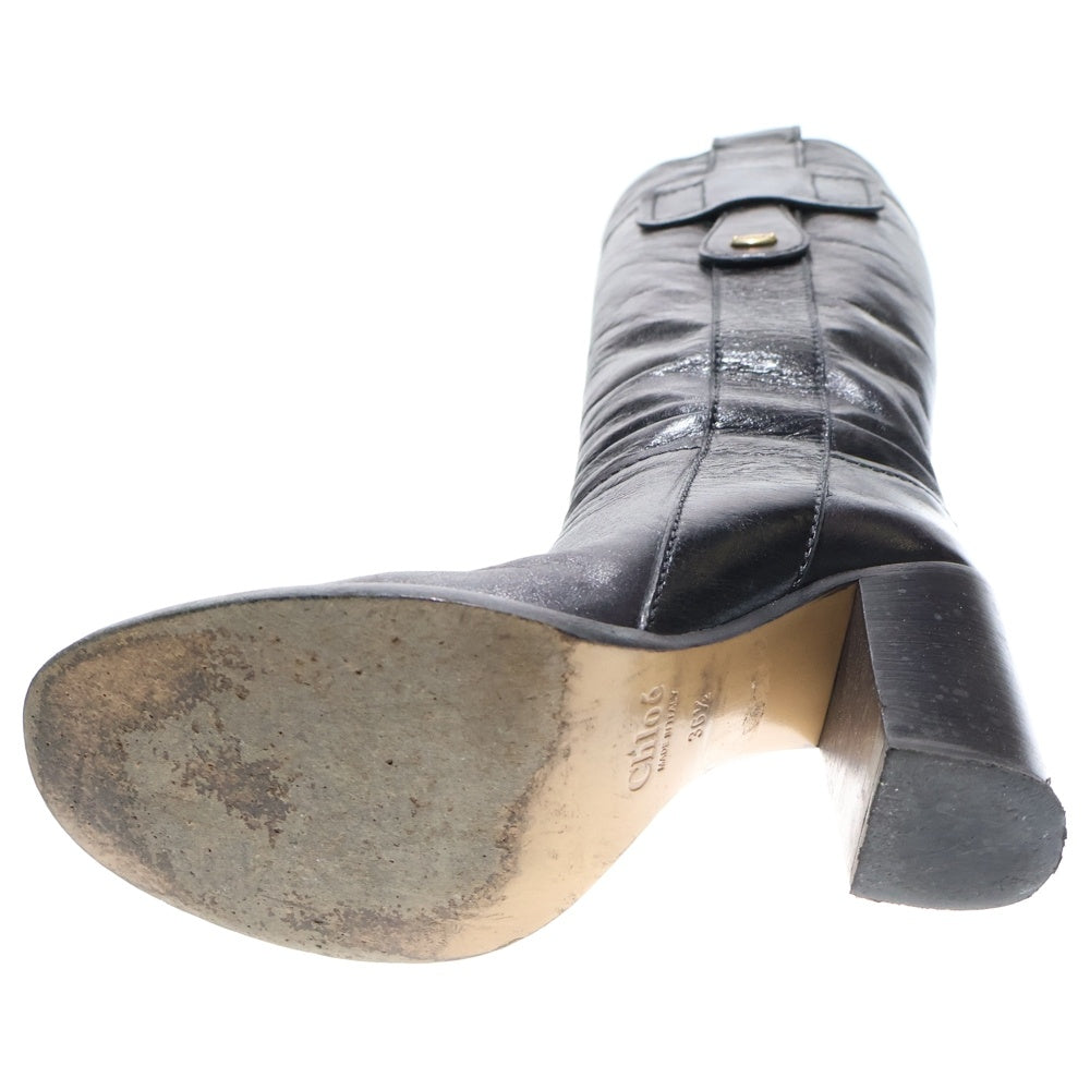 Chloe(クロエ) ヒール レザー ロングブーツ ブラック レディース