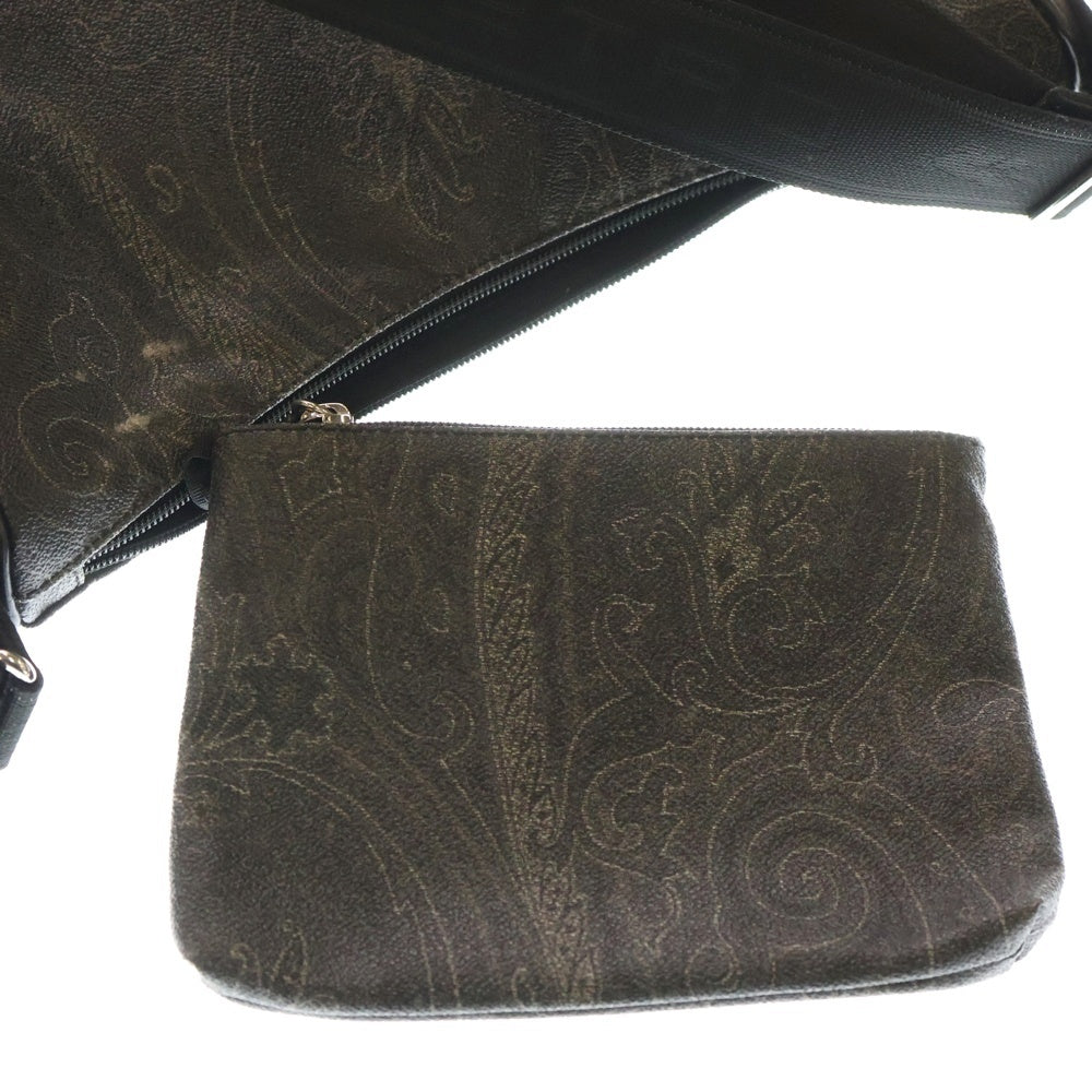 ETRO(エトロ) ペイズリー柄 レザー ショルダーバッグ ボディバッグ ブラック レディース