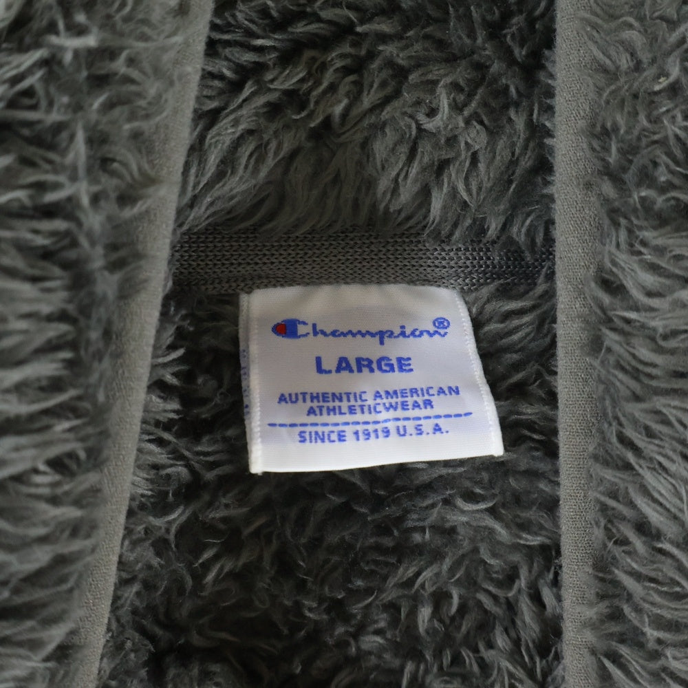 CHAMPION(チャンピオン) スクリプトロゴ刺繍 ジップアップ ボアフリース ベスト グレー C3-L617Z