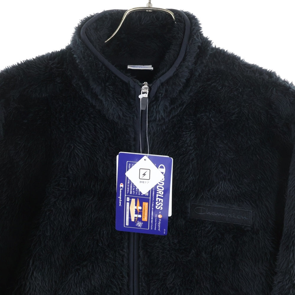CHAMPION(チャンピオン) スクリプトロゴ刺繍 ジップアップ ボアフリース ジャケット ブラック C3-Y616