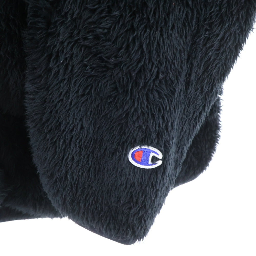 CHAMPION(チャンピオン) スクリプトロゴ刺繍 ジップアップ ボアフリース ジャケット ブラック C3-Y616