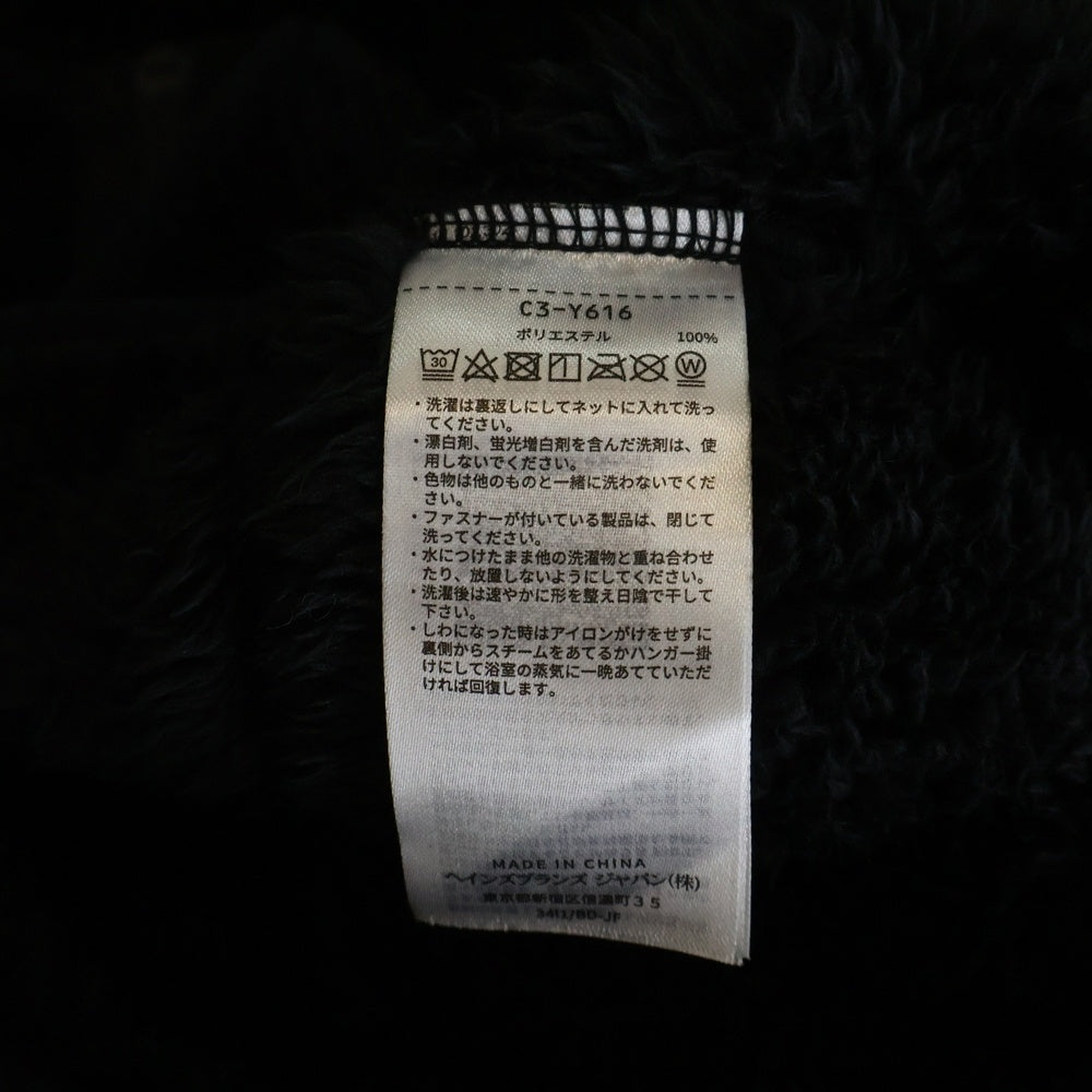 CHAMPION(チャンピオン) スクリプトロゴ刺繍 ジップアップ ボアフリース ジャケット ブラック C3-Y616