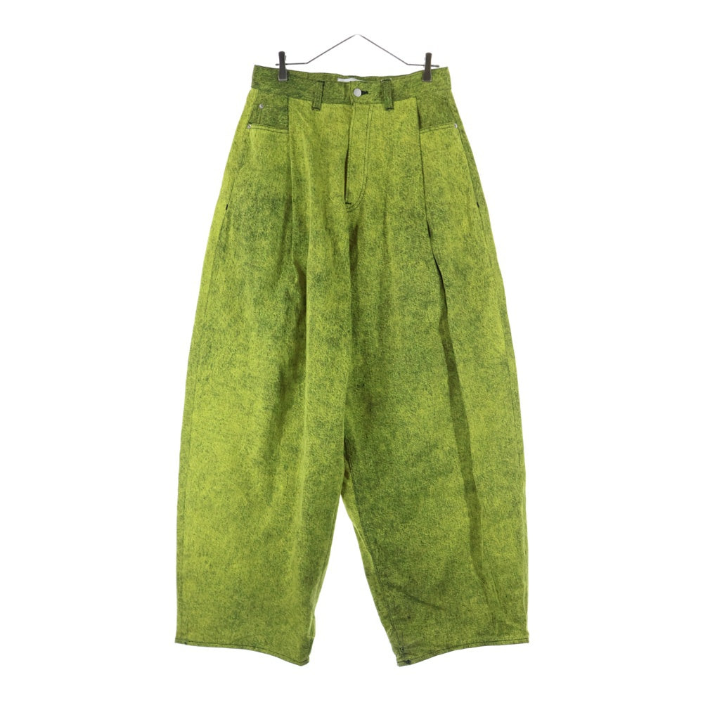 KIDILL(キディル) 23AW TUCK DENIM PANTS CHEMICAL WASH ケミカルウォッシュ タック ワイドデニムパンツ イエロー KL773