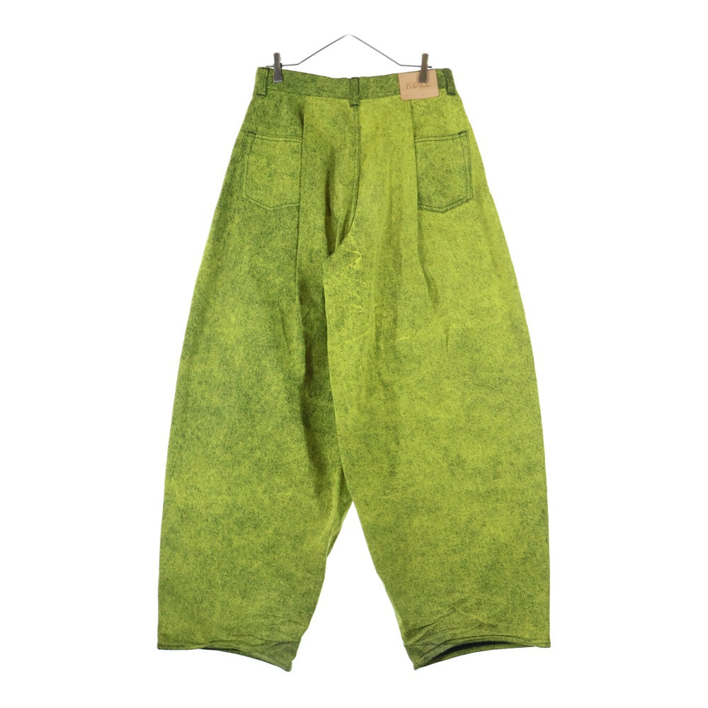 KIDILL(キディル) 23AW TUCK DENIM PANTS CHEMICAL WASH ケミカルウォッシュ タック ワイドデニムパンツ イエロー KL773