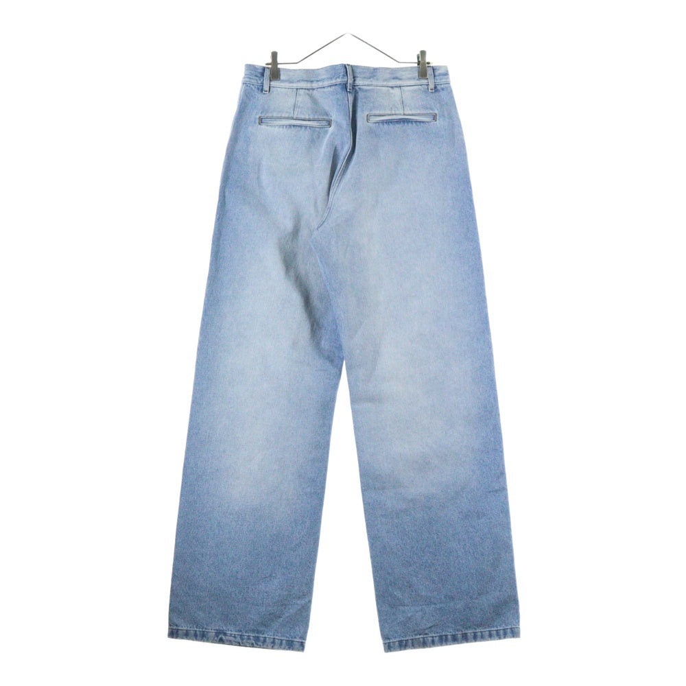 DRIES VAN NOTEN(ドリスヴァンノッテン) ダメージ加工 ジップフライ ワイド デニムパンツ インディゴ 242-010923-9391